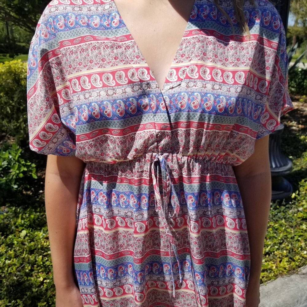 Coral Blue Paisley Dress - Picture 2 of 8